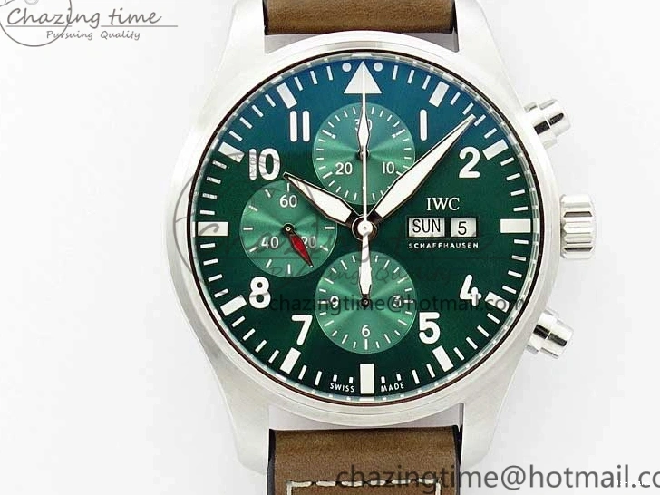 MIROTIME 0321 Pilot Chrono IW377726 ZF 1:1 Best Edition Green Dial on Brown Leather Strap A Trendsetting 7125